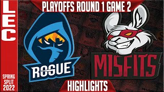 RGE vs MSF Highlights Game 2 | Round 1 LEC Playoffs Spring 2022 | Rogue vs Misfits Gaming G2