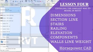 How to add Dimensions | Section Line | Stairs | Line Weight | Component | Elevations | Railing