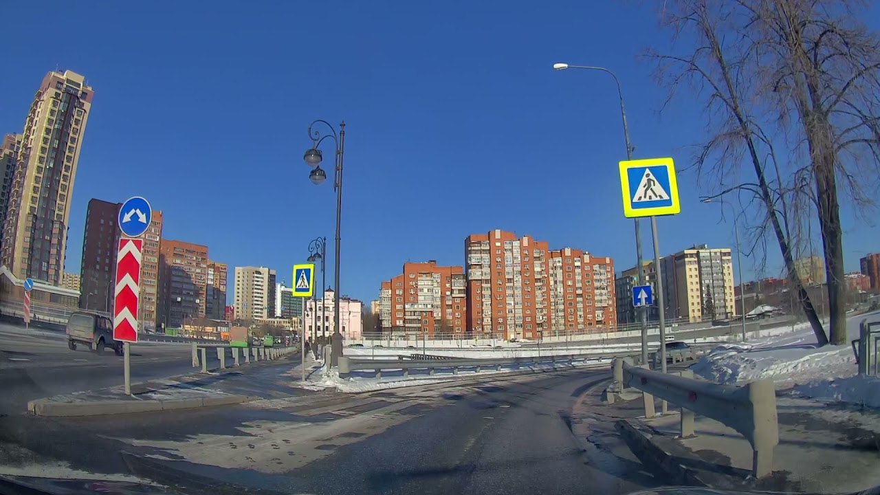 Traffic on the Tyumen city streets/Движение по улицам Тюмени от экопарка "Затюменский"