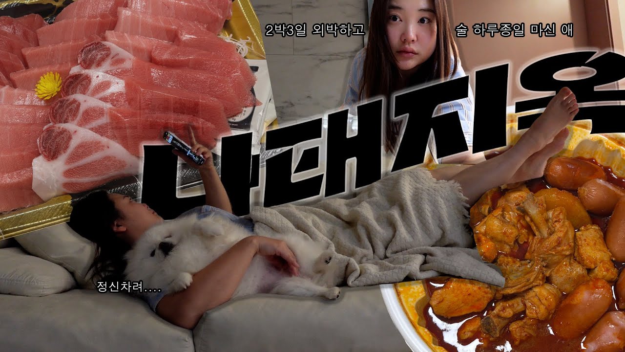 먹방vlog I 나태함에 빠져도 끼니는 거르지 말자😈 I 엽기닭볶음탕, 참치회, 오징어볶음, 해물파전, 아구찜, 갈비탕, 무생채비빔밥 I 2박3일 자유부인 놀고 먹음..😝