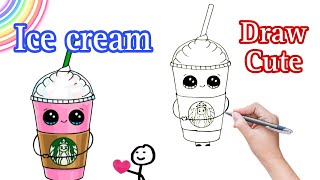 How To Draw A Cute ICE CREAM  Clipart,To Draw step by step, DL cute things