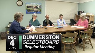 Dummerston Selectboard Mtg 12/4/19