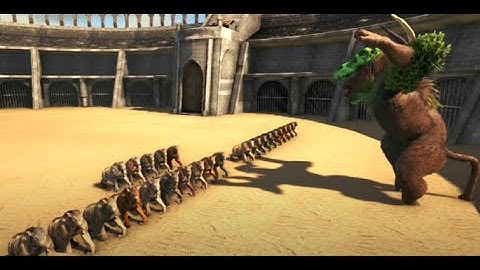 Dinopithecus King Gamma level 1 vs 25 Chalicotherium  level 180 Ark Battles