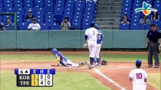20130907 18U 韓國VS中華台北 6上 韓國隊偷機失敗 造成雙殺