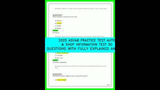 2026 ASVAB PRACTICE TEST - Auto and Shop Information - 50 Questions and Full Explanations