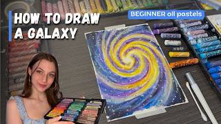 Easy Oil Pastel Galaxy Drawing for Beginners ✨ | Step by Step Tutorial