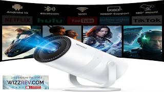 Mini Projector with Android 12 & Built in Apps Electric Focus Portable Movie