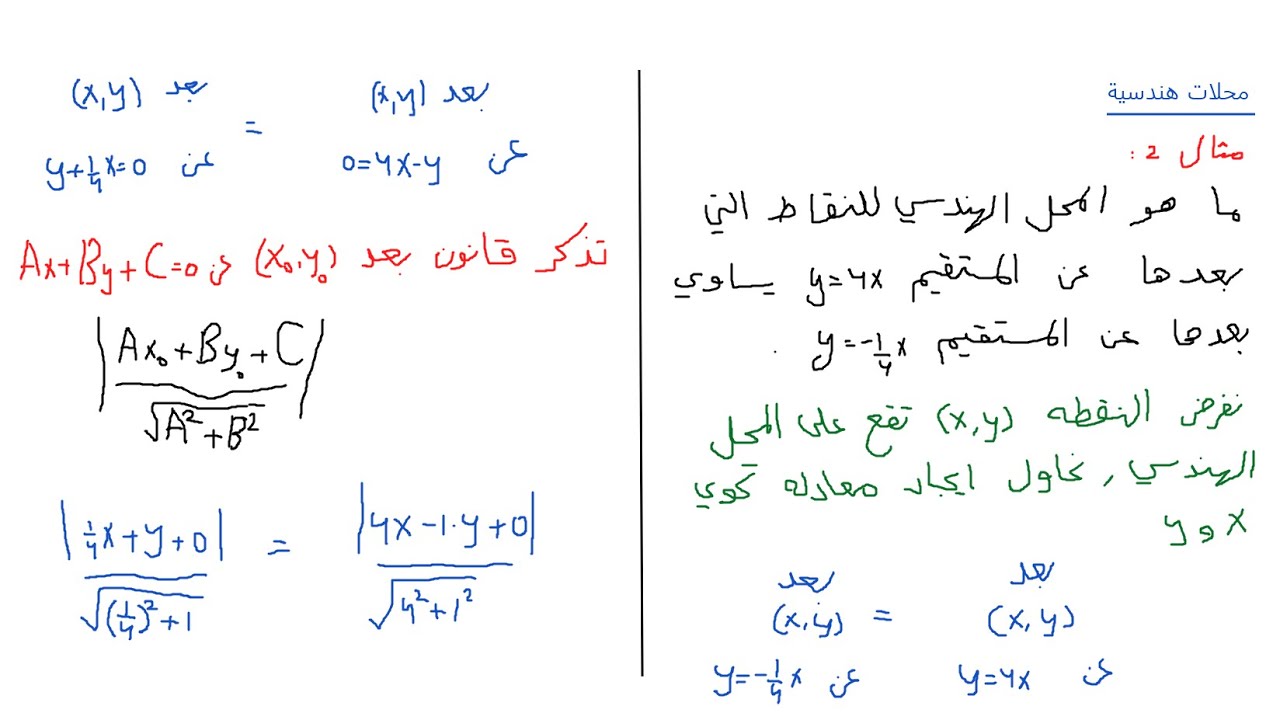 محلات هندسية درس 2  582 هندسة تحليلية