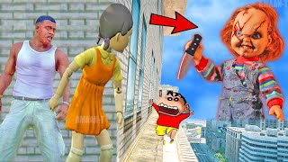 Franklin and Shinchan & Pinchan play HIDE AND KILL with Squid Game Doll In GTA 5 | CHUCKY Gta 5