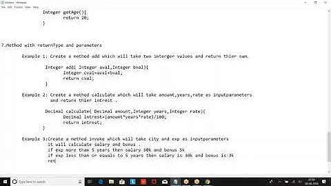 OOPs session 5 methods by Satish sir