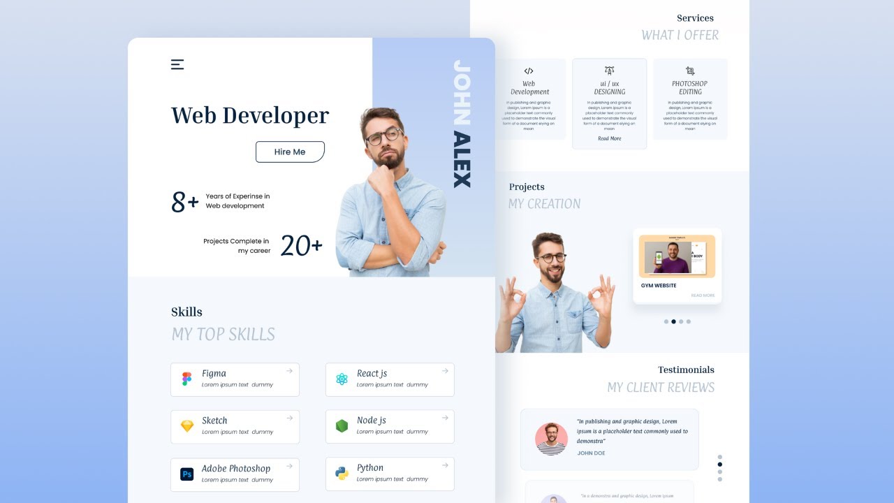 React JS || Portfolio Web Design || Step-by-Step Tutorial - YouTube