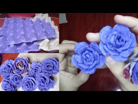 اسهل واسرع طريقه لعمل ورد من كرتون البيض 