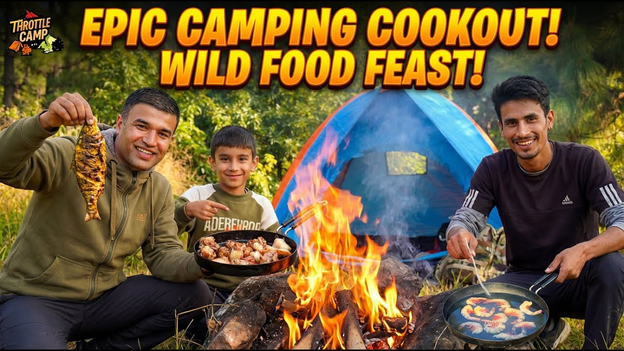 EPIC WILD FOOD FEAST: Jungle Camping Cookout & Grilled Fish Recipe (Nepal)