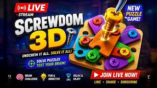 🔴 LIVE | Screwdom 3D Gameplay | Day - 5 | Can We Solve Every Puzzle 🤯 Brain Challenge!