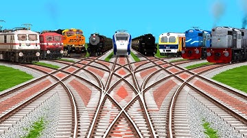 9 Realistic Steam Trains Running At Diamond 🟡 Railroad Crossing | indian railways | train simulator