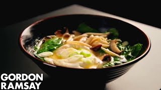 Noodle Soup With Poached Eggs \& Spring Onions | Gordon Ramsay