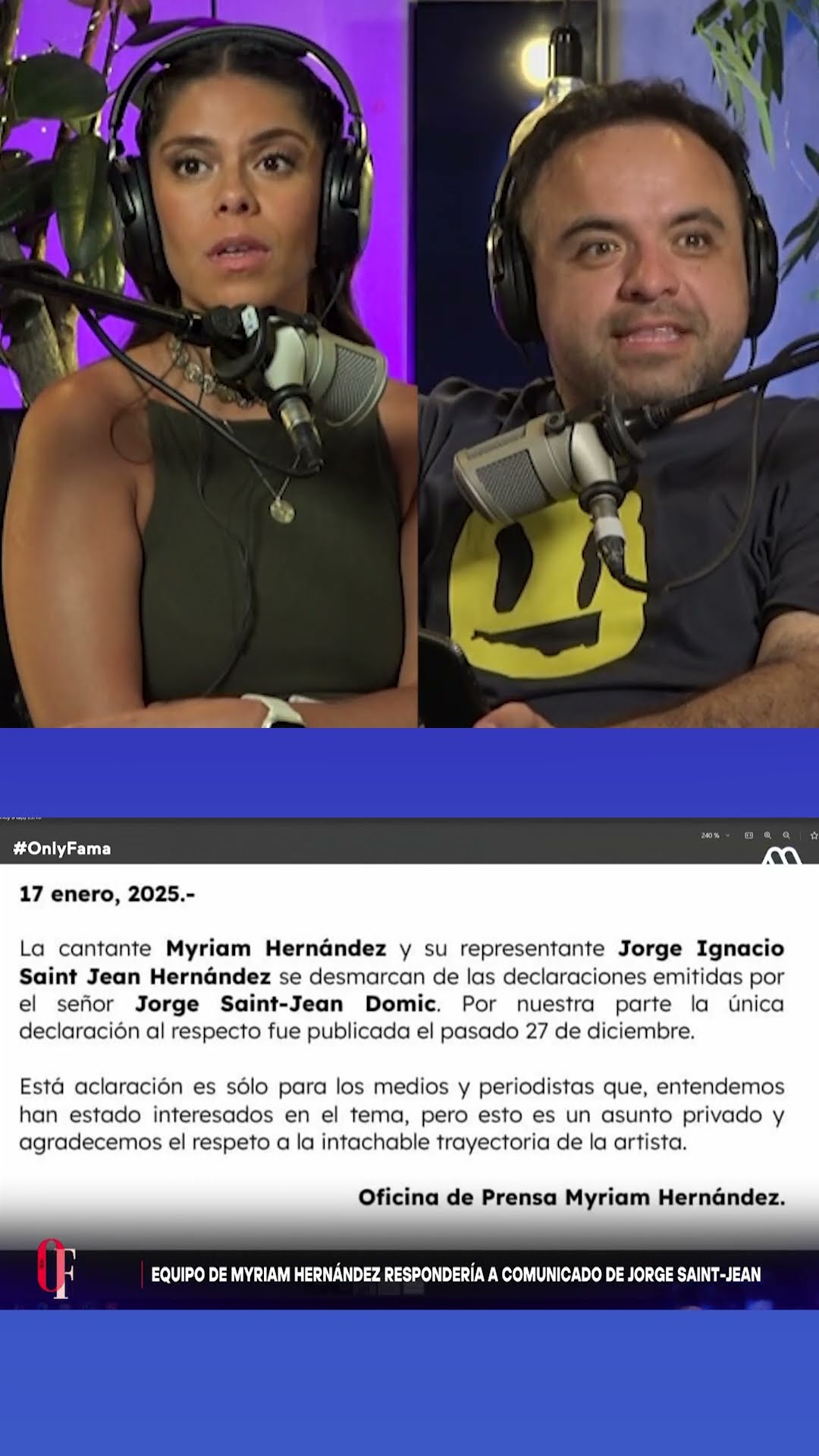 La respuesta de Myriam Hernández al comunicado de su ex #OnlyFama