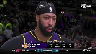 Anthony Davis COURTSIDE INTERVIEWS | Los Angeles Lakers beat Philadelphia 76ers 101-94