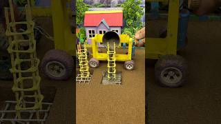 😱 Real Working Mini Tractor Making Cement Pillar | Amazing DIY Construction Machine 🚜#shorts