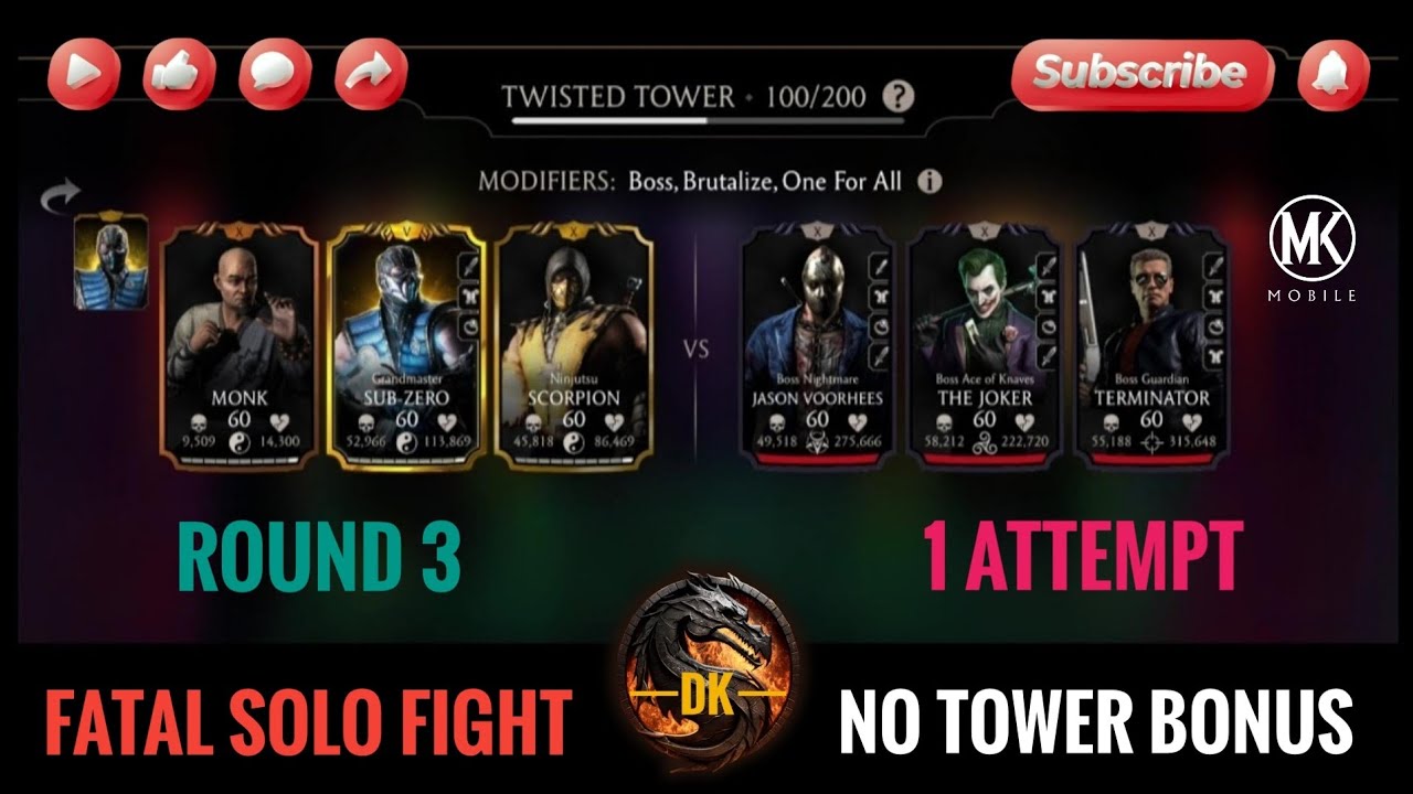 Twisted Tower Fatal 100▪️Round 3 🎮 Mortal Kombat Mobile/MK Mobile 