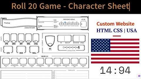 Roll 20 Game - Character Sheet (Website Design)