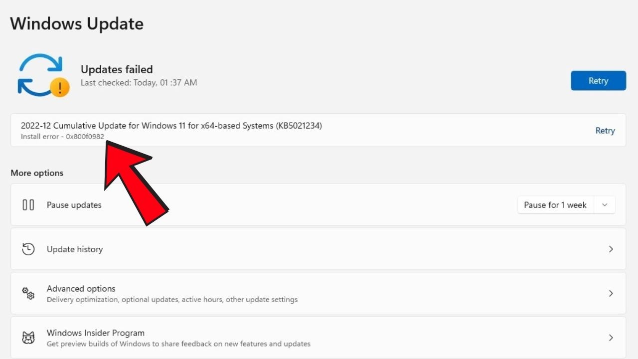 Fix KB5077181 Update Error 0x800f0982 on Windows 11 (Installation ...