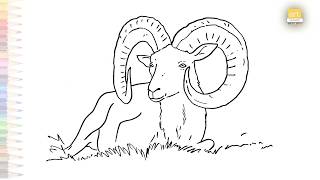 Ram sheep drawing easy | Outline sketches | How to draw bighorn sheep step by step | #artjanag