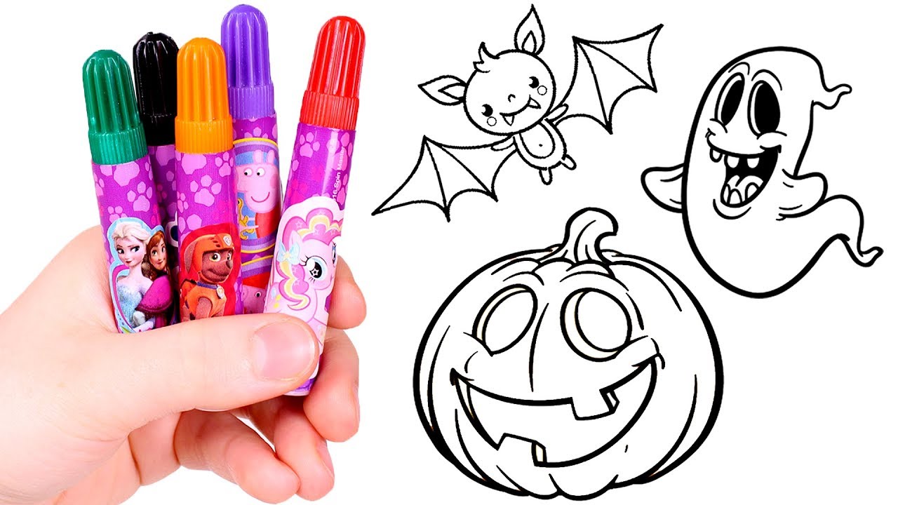 DIBUJA Y COLOREA 👻 Pintamos dibujo de Halloween con rotuladores mágicos