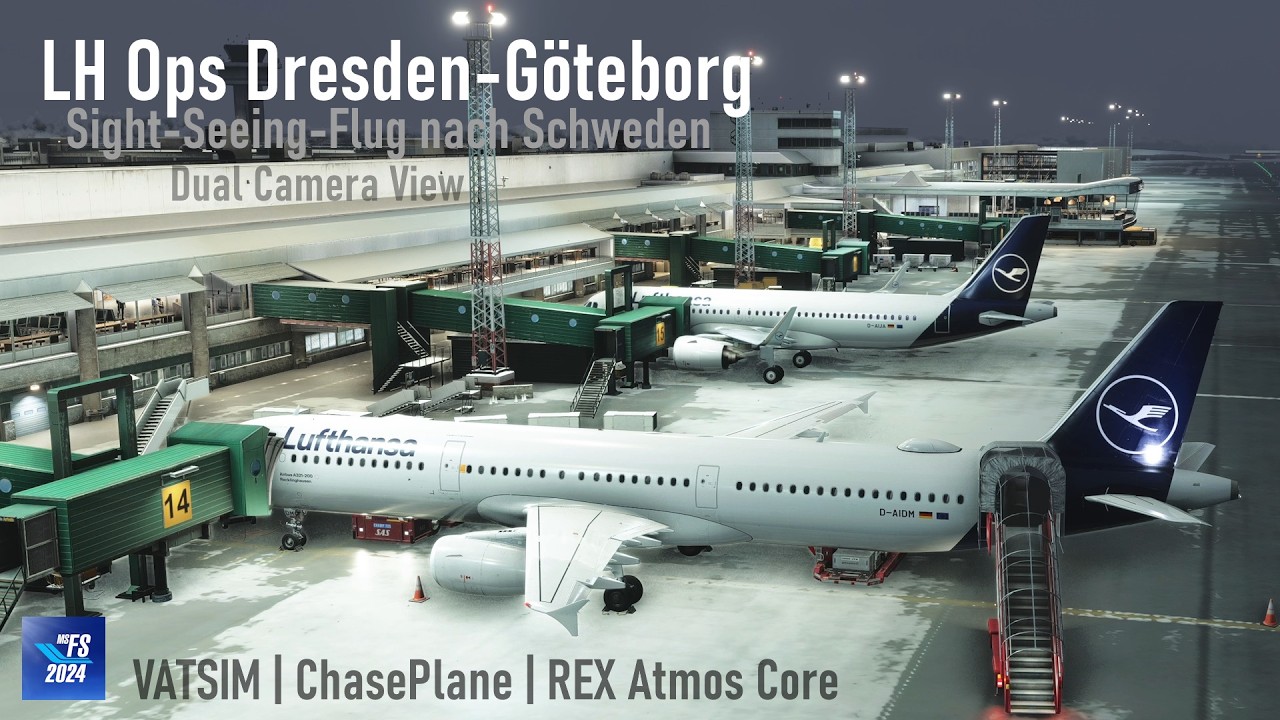4K | DE | LH Ops EDDC-ESGG | VATSIM | Dual Camera | ChasePlane | REX Atmos+ReShade | MSFS 2024