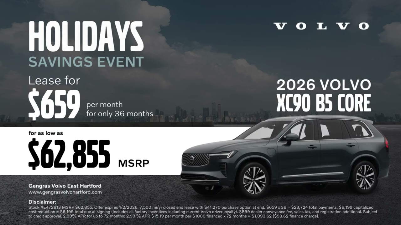 2025 Volvo XC90 B5 Core | Smart Luxury & Holiday Lease Deals!