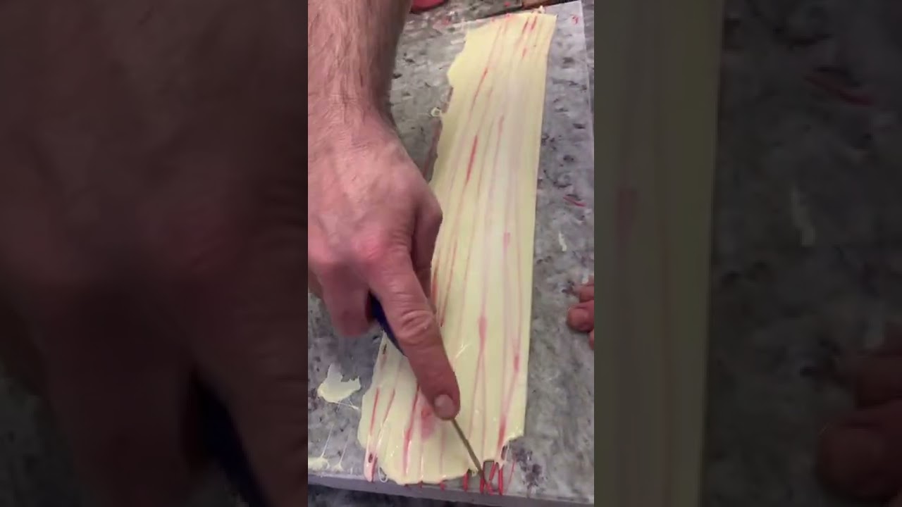 Cold marble chocolate decoration for cake. 