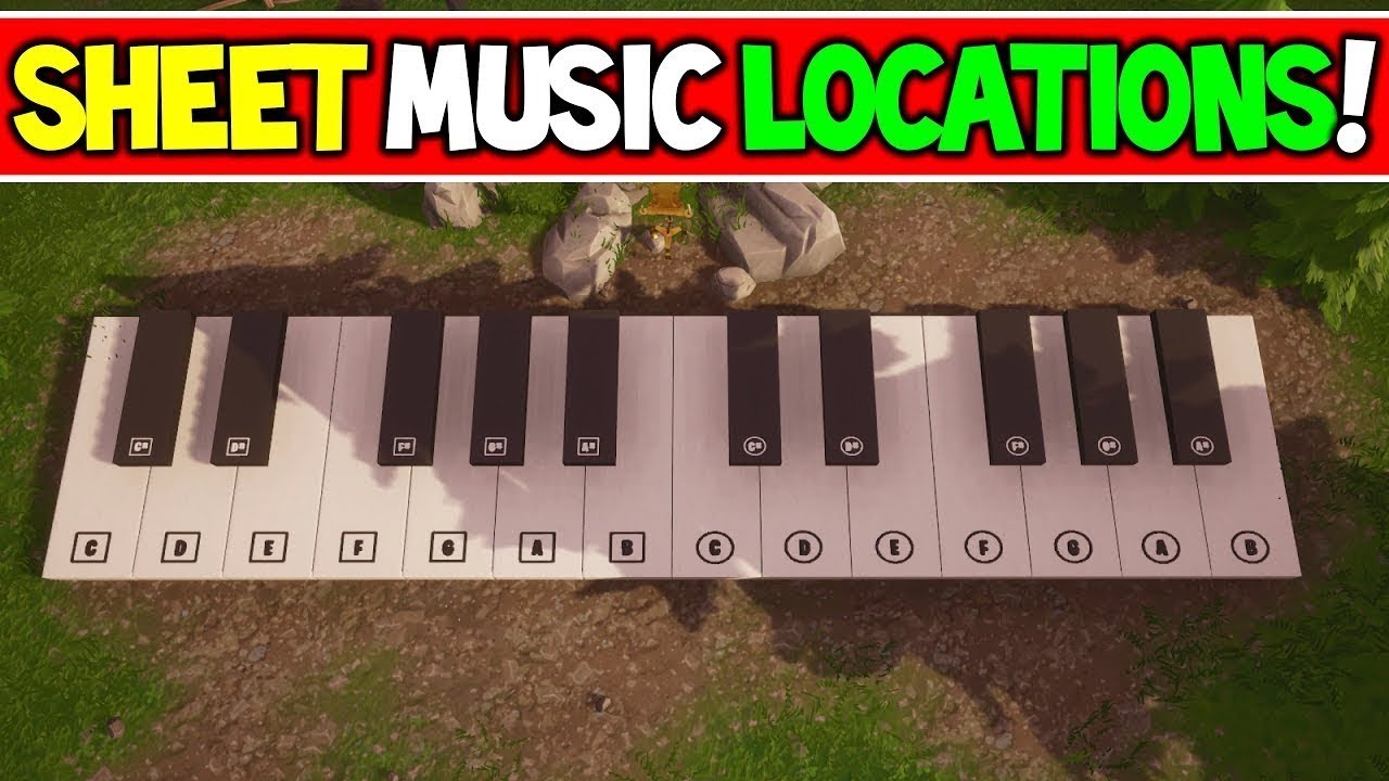 Fortnite Battle Royale All Sheet Music & Piano Locations / Solutions