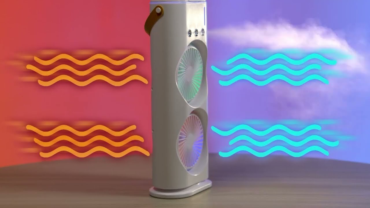 Double Ended Spray Rotating Fan, Maximum Cooling