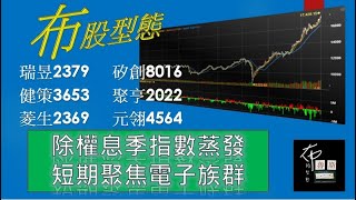 瑞昱 矽創 健策 聚亨 菱生 元翎 除權息季節 電子族群比較有力2021.7.31[布股型態]