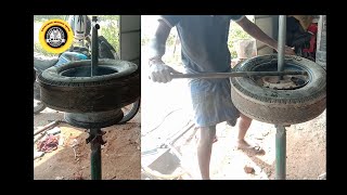 165 D 14 Tyre puncture fitting // manual tyre changer // Tyre open fitting