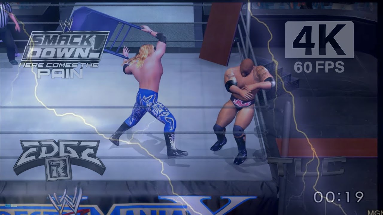 Edge vs The Rock  TLC π🪜🪑 SmackDown Here Comes the Pain  #Spear