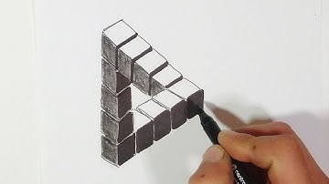 How to Draw The Impossible Triangle with 3d Cubes | Optical Illusion#howtodraw  #opticalillusion #3d