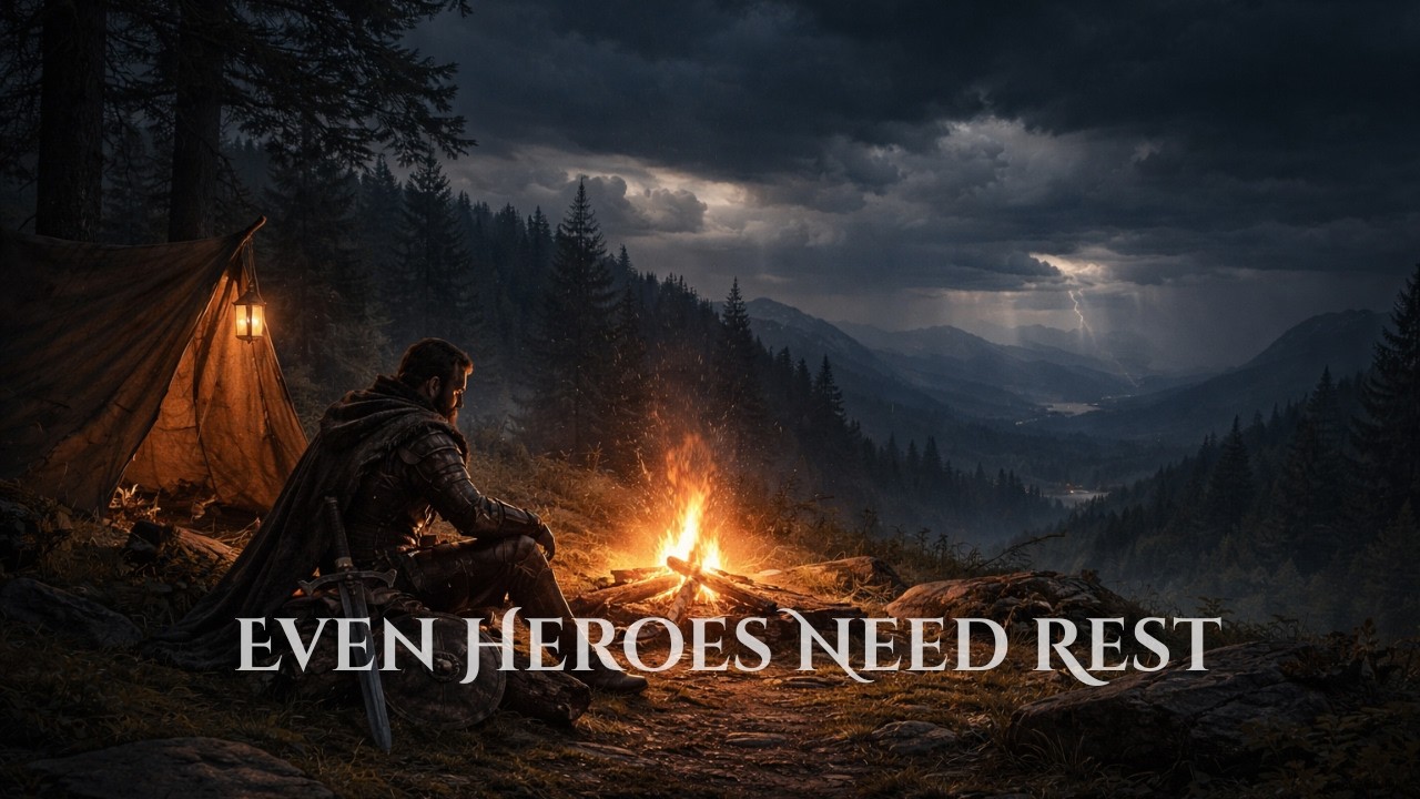 You’re Safe to Rest, Shelter by the Campfire During the Storm | Fantasy Deep Sleep Music (10 Hours)