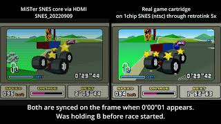 Wild Trax misterfpga SNES_20220909 vs original SNES cartridge