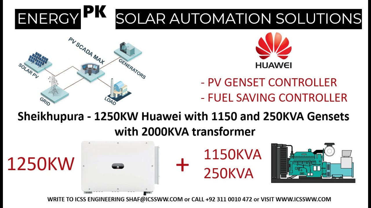 Huawei PV Diesel Controller Pakistan - Sheikhupura - 1250KW Huawei 1150/250KVA Gensets 2000KVA Trafo