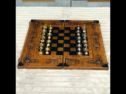 Шахи дерев'яні та металеві фігури 46×23×4 см, видео 1