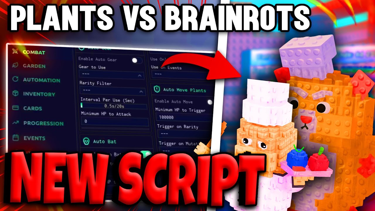 Plants vs Brainrots Script GUI (PASTEBIN) 🔥 Auto Farm Pantry, Dupe ...