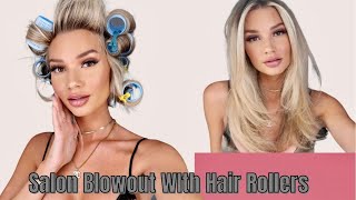Salon Blowout With Hair Rollers