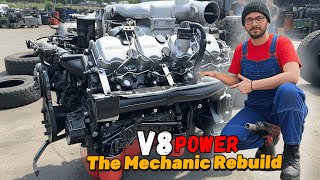 Rebuilding Massive V8 Diesel Truck Engine with Basic Tools | Heavy-Duty Engine Overhaul