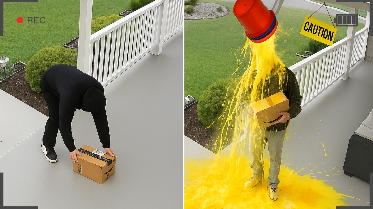 ⁣When Package Thieves Get Caught By Booby Traps!