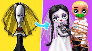 La Familia Addams: Historia de la Boda de Merlina \/ 30 Manualidades para LOL OMG