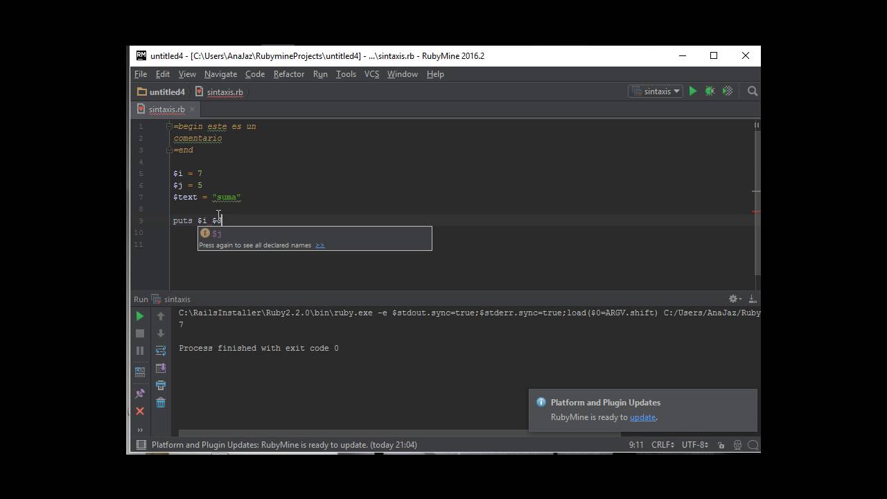 Sintaxis en Ruby - YouTube