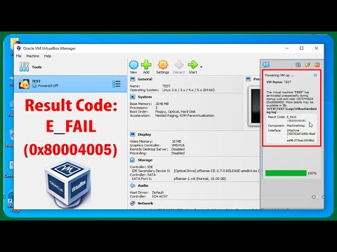 How to FIX ERROR: Result Code E_FAIL 0x80004005 in Virtualbox