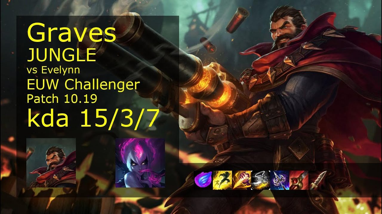 Graves vs Evelynn Jungle - EUW Challenger 15/3/7 Patch 10.19 Gameplay
