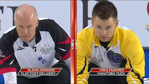 #brier2016 Split screen comparison: Glenn Howard's flat-foot delivery vs Mike McEwen's Manitoba tuck